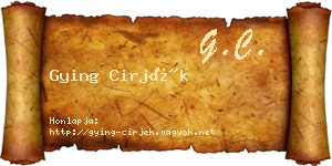 Gying Cirjék névjegykártya